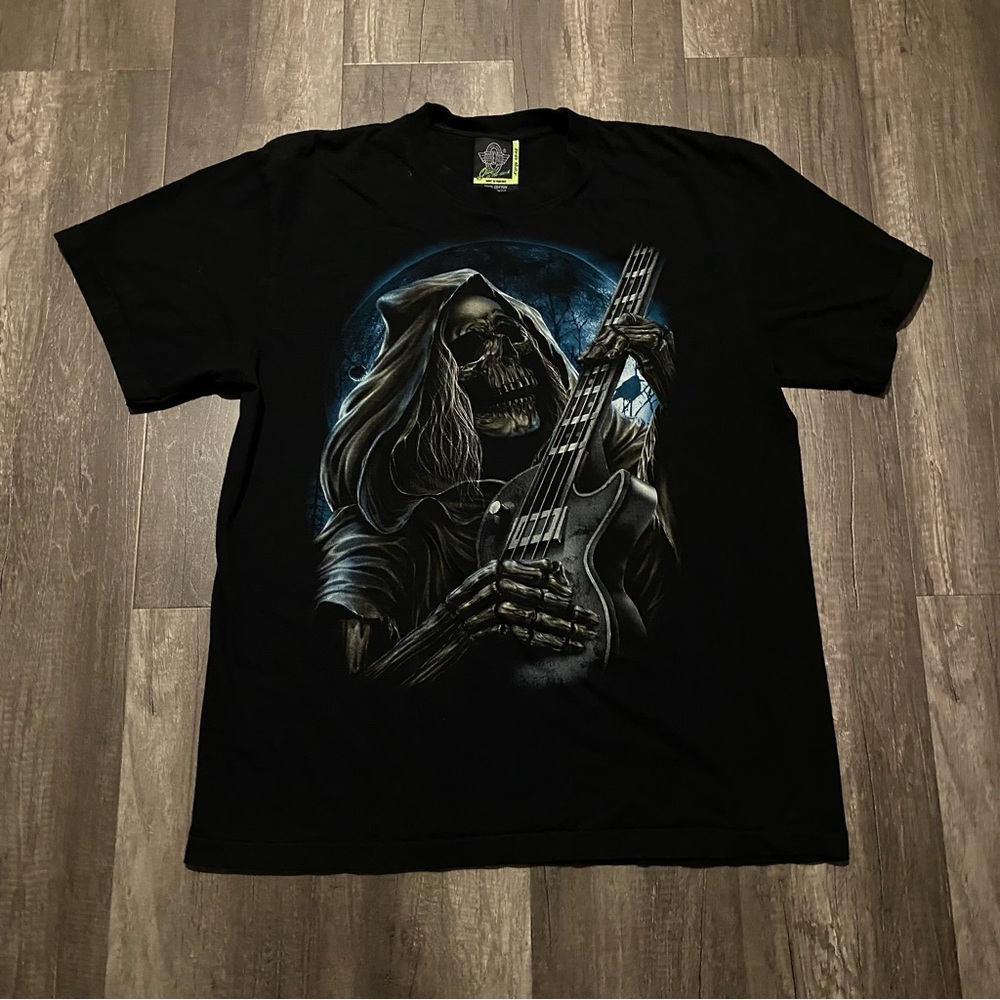 Sick Skeleton and Guitar Glow in the Dark Rock Eagle Tee Tagged XL